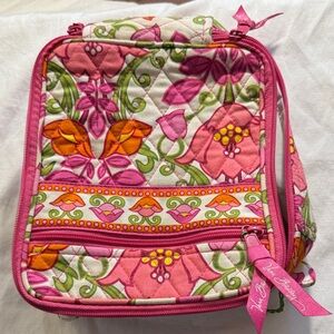 Vera Bradley Pink and Green Floral Cosmetic Bag